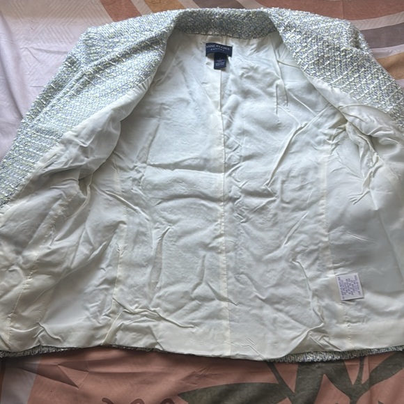 Ann Klein Pastel Green Blue Cream Tweed Jacket - Picture 7 of 13